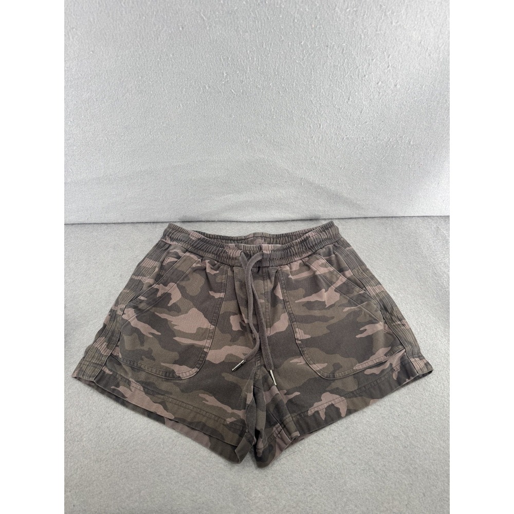 Athleta Farallon Shorts Womens Size 4 Brown Green Camo Pull On Sweats Comfy